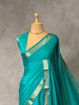 Aqua Blue Semi mysore crepe Silk Saree - PBRMJ2F