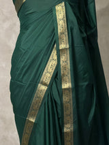 Dark Green Semi mysore crepe Silk Saree - PBRMJ2C