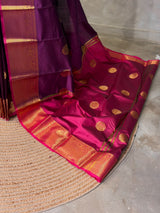 Deep Wine and Magenta semi kanchipuram soft silk saree - PSSN199B