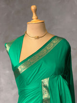Aqua Green Semi mysore crepe Silk Saree - PBRMJ2A