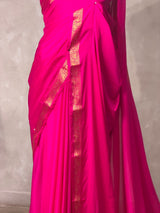 Magenta Semi mysore crepe Silk Saree - PBRMJ3E
