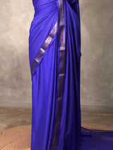 Royal blue Semi mysore crepe Silk Saree - PBRMJ3c