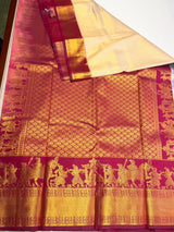 Off white and Burgundi Tissue Kanchipuram saree- PBRIDEK3D