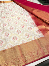 Off white and maroon Tissue Kanchipuram saree- PBRIDEK3C