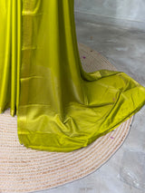 Parrot green Semi mysore crepe Silk Saree - PBRMJ3B