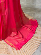 Dark Pink Semi mysore crepe Silk Saree - PBRMJ3A