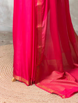 Dark Pink Semi mysore crepe Silk Saree - PBRMJ3A