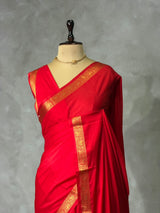 Red Semi mysore crepe Silk Saree - PBRMJ3