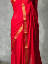 Red Semi mysore crepe Silk Saree - PBRMJ3