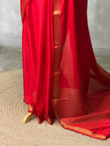 Red Semi mysore crepe Silk Saree - PBRMJ3