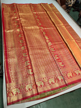 Red Tissue Kanchipuram saree- PBRIDEK17