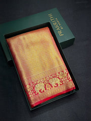 Red Tissue Kanchipuram saree- PBRIDEK17