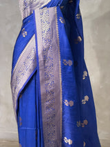 Royal Blue banarasi semi tusser Silk Saree - PBRMM1E