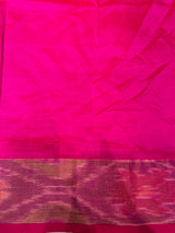 Yellow and Rani Pink Handloom silk cotton saree - PBRMH1C