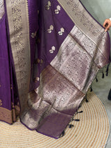 Violet banarasi semi tusser Silk Saree - PBRMM1