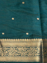 Peacock blue banarasi semi tusser Silk Saree - PBRMM1D