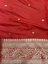 Red banarasi semi tusser Silk Saree - PBRMM1C