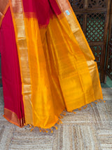 Red and Yellow Handloom silk cotton saree - PBRMH2