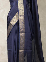 Navy Blue Pure Viscose Silk Saree - PBRATH4I