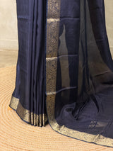 Navy Blue Pure Viscose Silk Saree - PBRATH4I