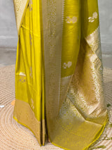Olive Green banarasi semi tusser Silk Saree - PBRMM1A