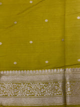 Olive Green banarasi semi tusser Silk Saree - PBRMM1A