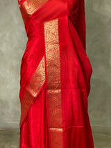 Red Pure Viscose Silk Saree - PBRATH4F