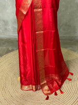 Red Pure Viscose Silk Saree - PBRATH4F