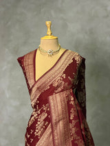 Maroon Banarasi georgette Saree - PBRFA1H
