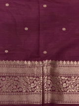 Dark Wine banarasi semi tusser Silk Saree - PBRMM1I