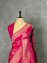 Rani Pink Banarasi georgette Saree - PBRFA1B
