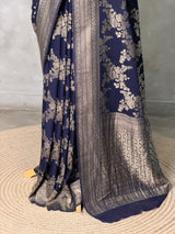 Navy Blue Banarasi georgette Saree - PBRFA1E