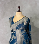 Teal Blue Banarasi georgette Saree - PBRFA1C