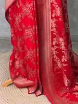 Red Banarasi georgette Saree - PBRFA1D
