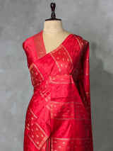 Red Banarasi Satin silk Saree - PBRMM2I