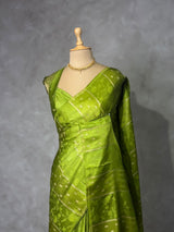 Parrot Green Banarasi Satin silk Saree - PBRMM2D