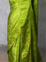 Parrot Green Banarasi Satin silk Saree - PBRMM2D