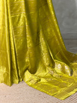 Lime Green Banarasi Satin silk Saree - PBRMM2F