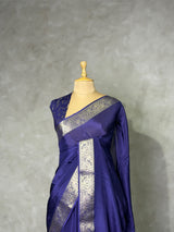 Bluish violet Pure Viscose Silk Saree - PBRATH4A