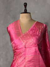 PeachishPink Banarasi Satin silk Saree - PBRMM2A