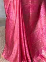 PeachishPink Banarasi Satin silk Saree - PBRMM2A