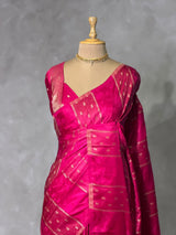 Rani Pink Banarasi Satin silk Saree - PBRMM2