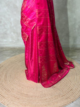 Rani Pink Banarasi Satin silk Saree - PBRMM2