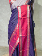 Bluish violet semi banarasi Saree - PIH100