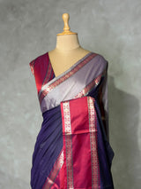 Bluish violet semi banarasi Saree - PIH100