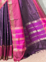 Purple semi banarasi Saree - PFAZ24A