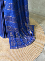 Royal Blue Banarasi Satin silk Saree - PBRMM2J