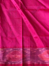 Lime Green and rani Pink Handloom silk cotton saree - PBRMH1K