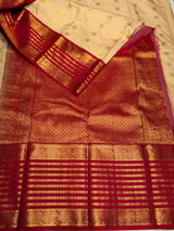 Sandal and reddish Pink Semi kanchipuram silk saree- PSSRN6