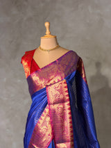 Royal blue semi banarasi silk saree- AISHN2G